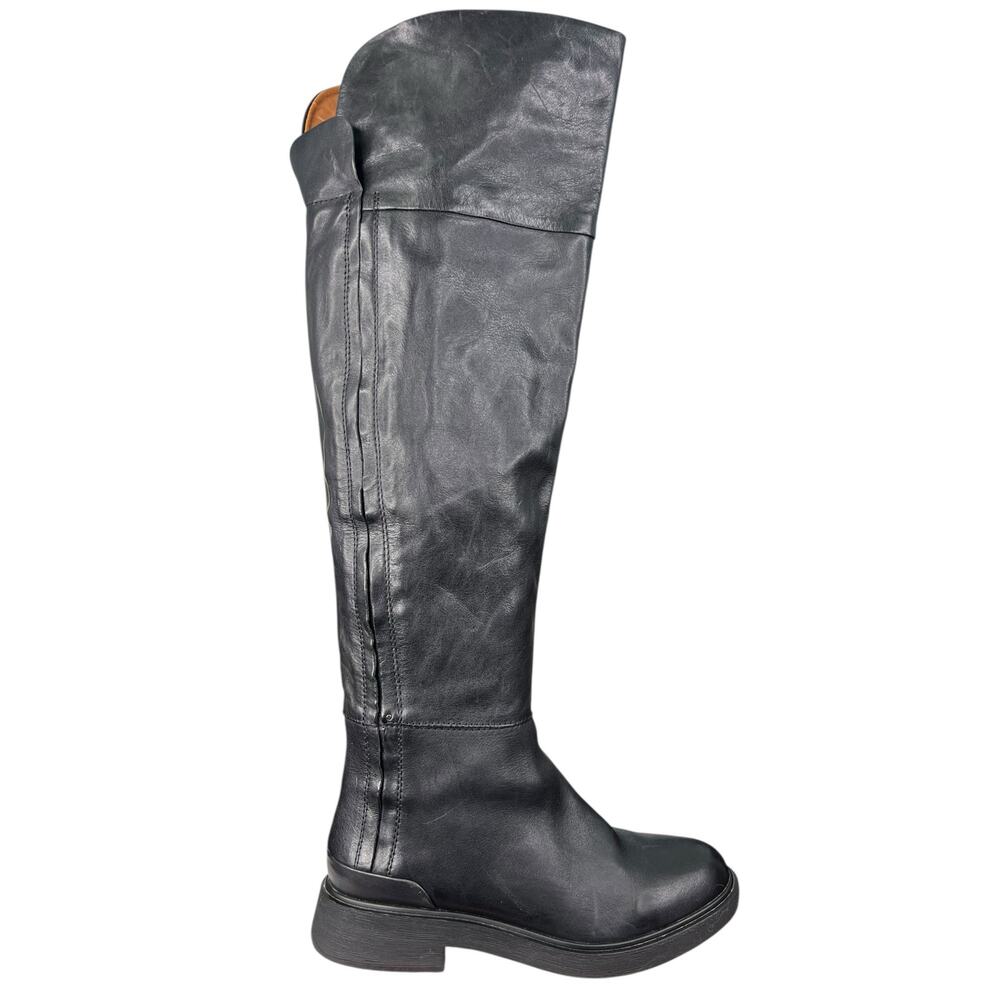Franco Sarto Women’s Battina Black Leather Knee High Riding Boot Size US 10